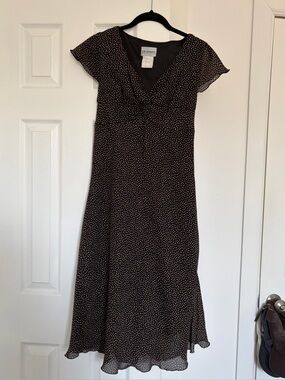 Women's Black Polka Dot Midi Dress